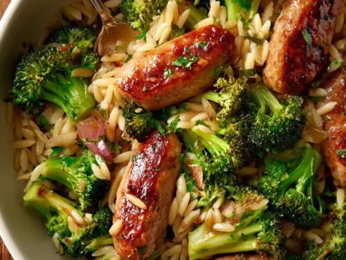 chicken sausage broccoli orzo