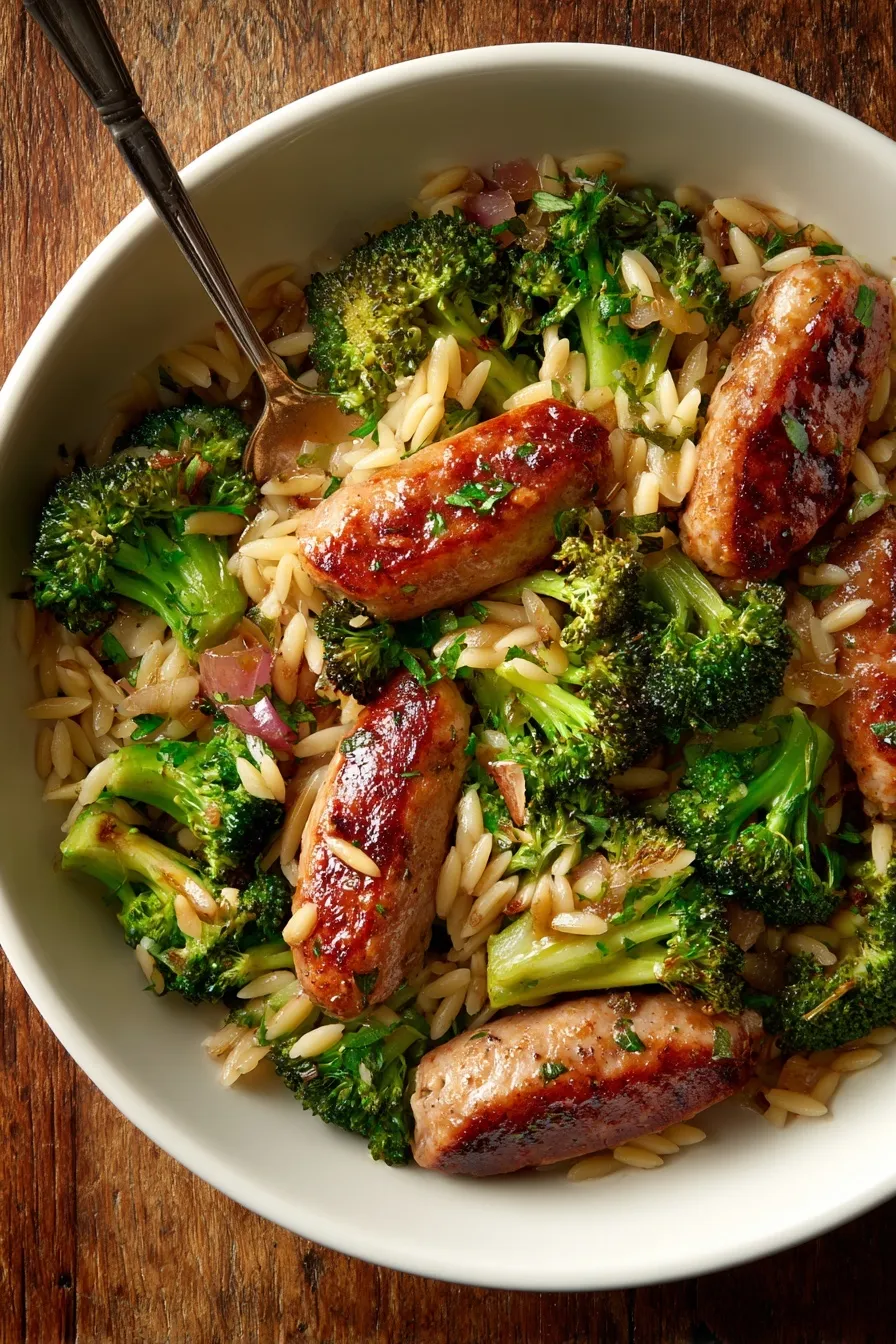 chicken sausage broccoli orzo