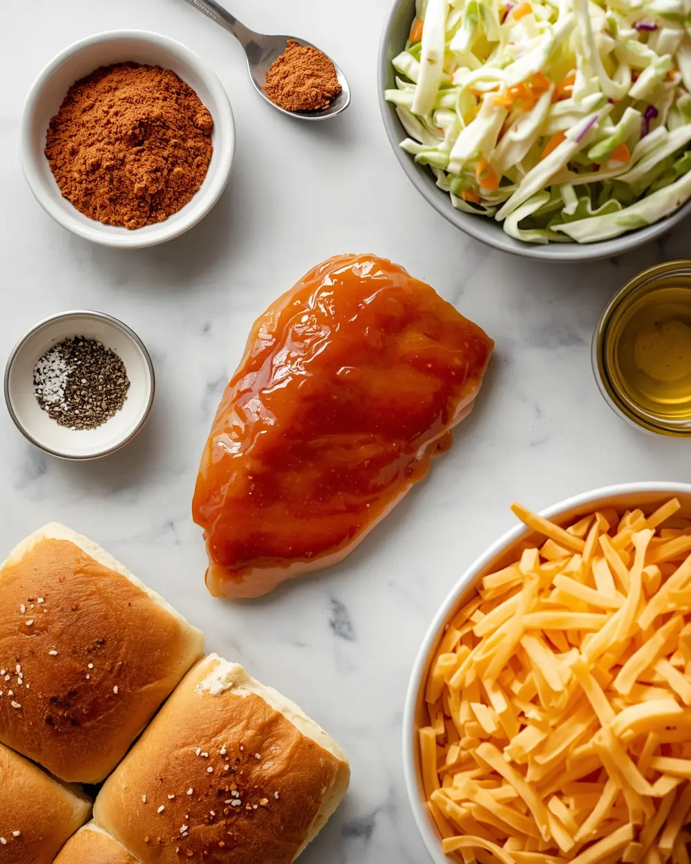 Ingredients for BBQ chicken sliders
