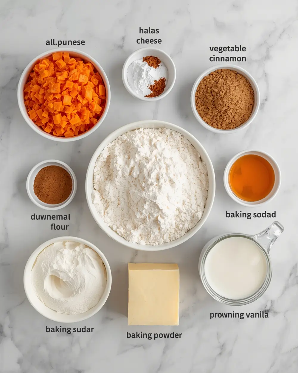 Ingredients for Easter carrot cake