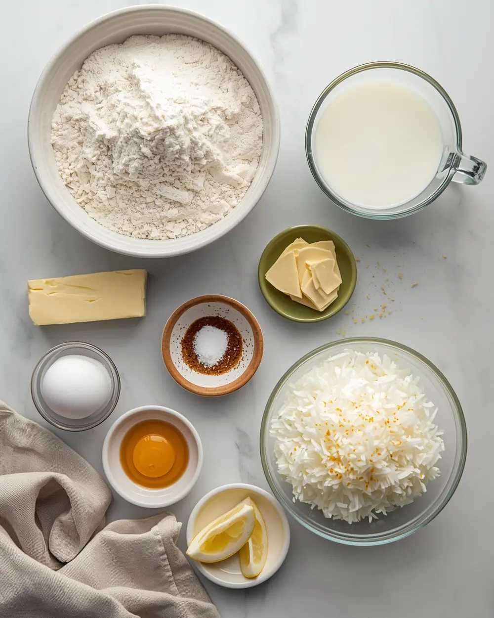 Ingredients for Easter coconut cake