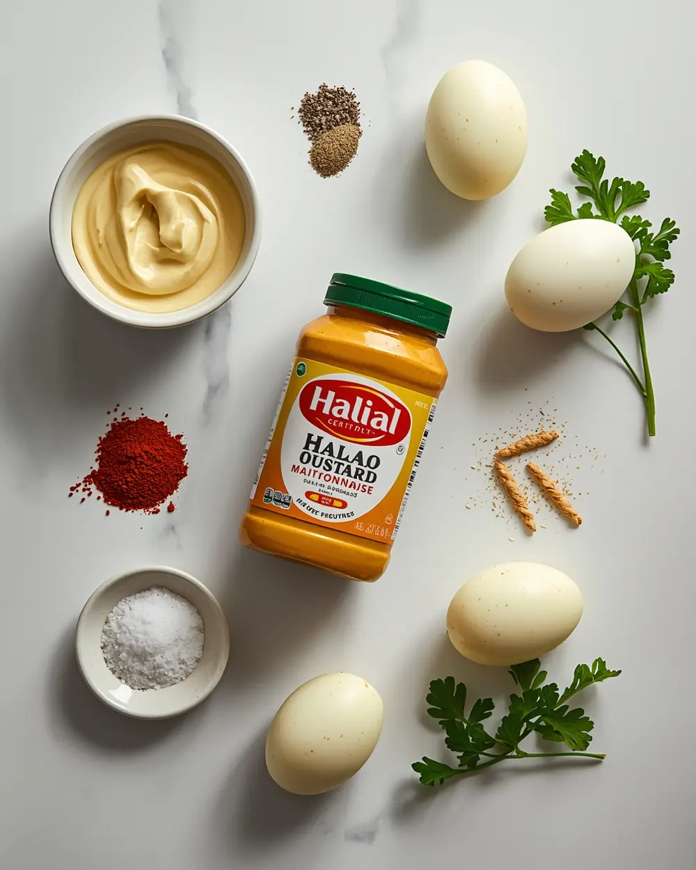 Ingredients for Easter deviled eggs
