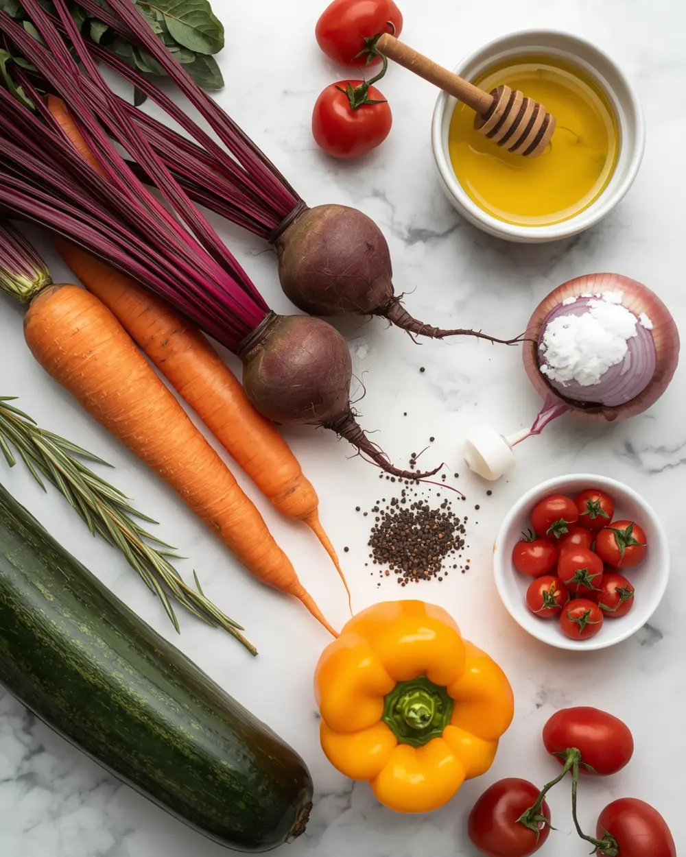 Ingredients for Easter roasted vegetables