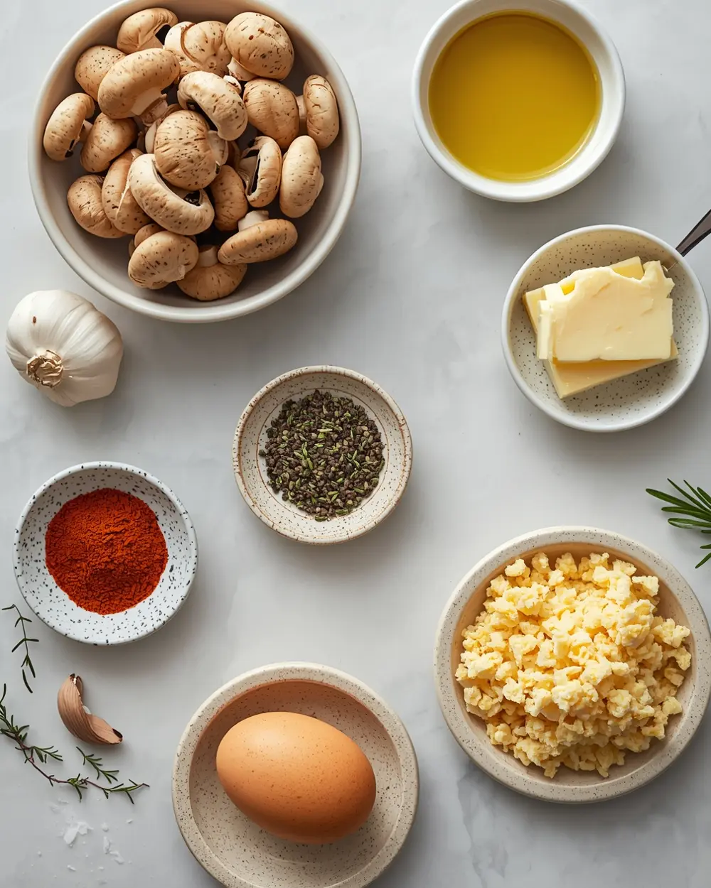 Ingredients for Easter stuffed mushrooms