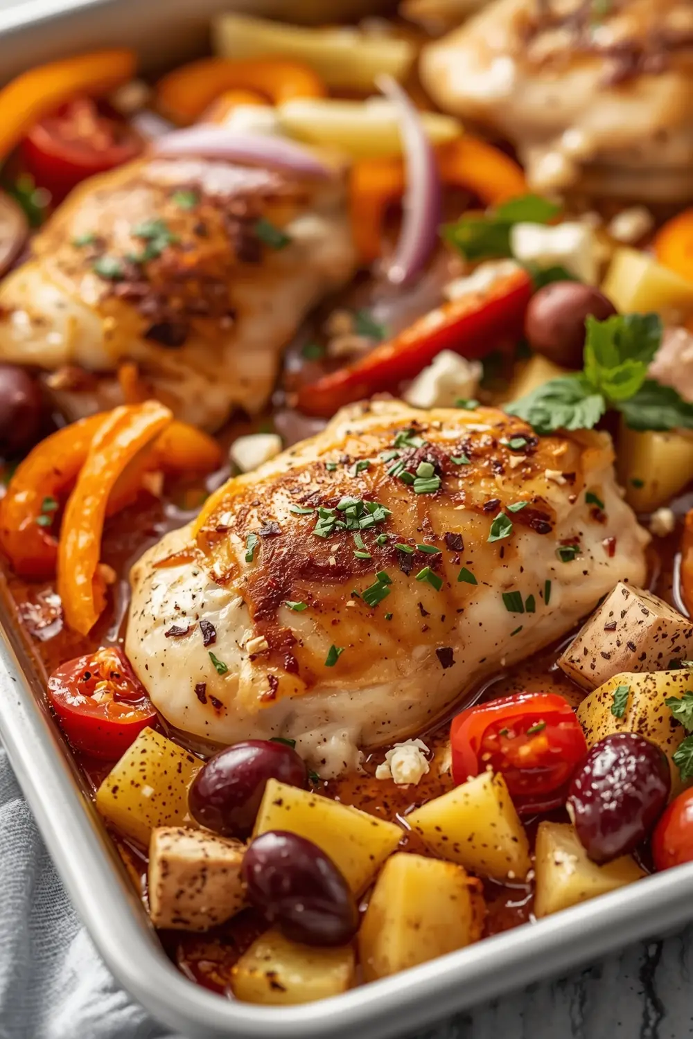 Greek chicken sheet pan
