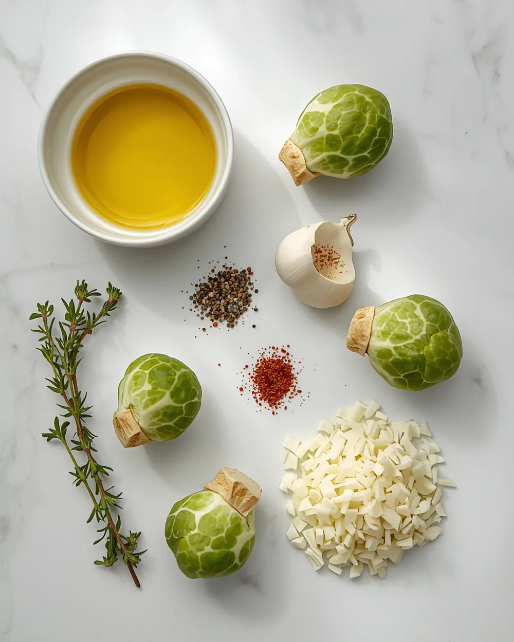Ingredients for air fryer Brussels sprouts