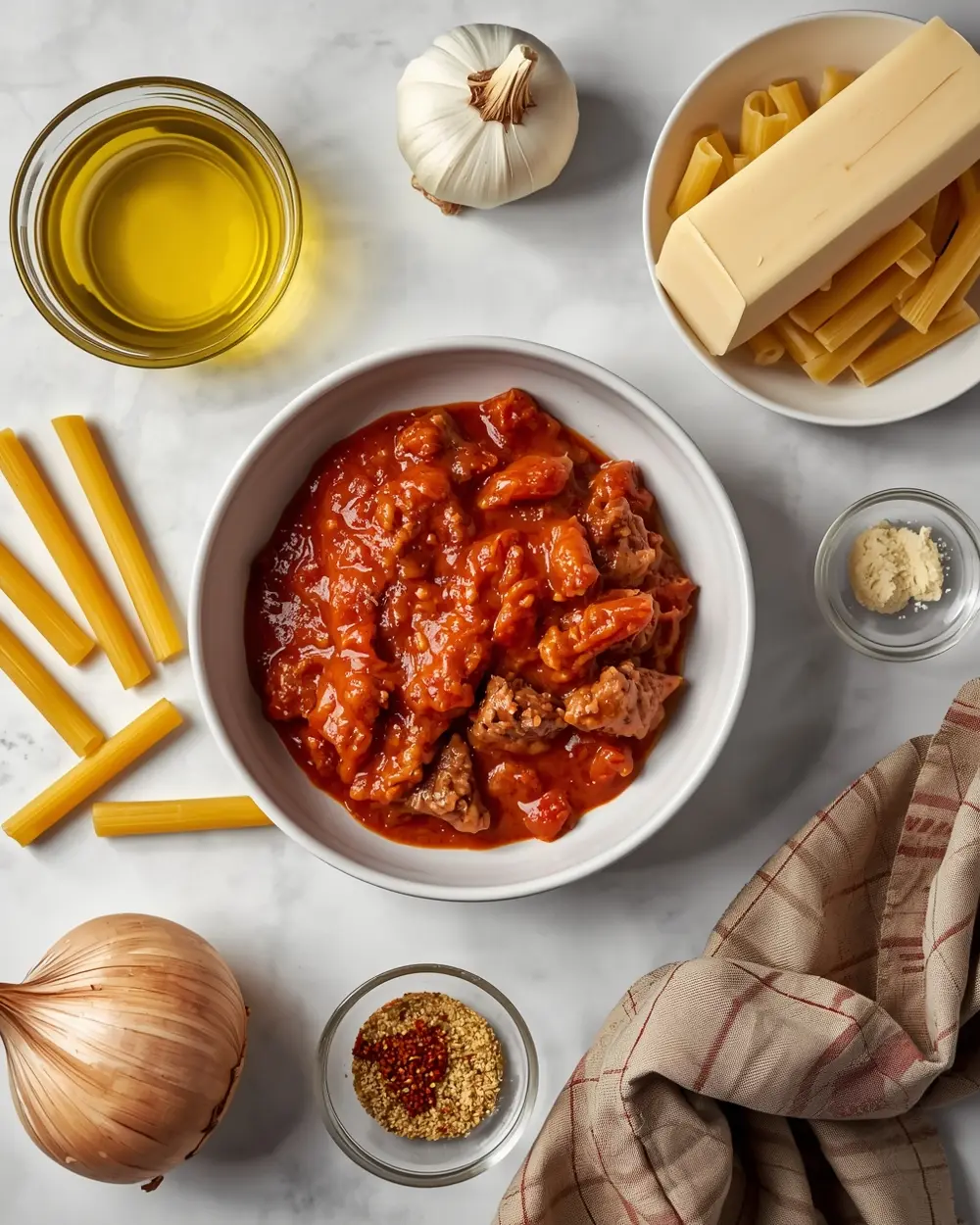 Ingredients for baked ziti
