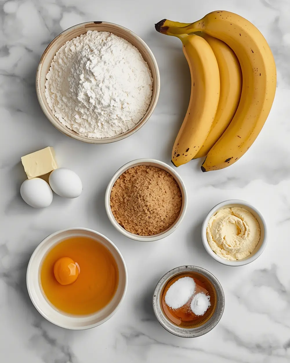Ingredients for banana bread