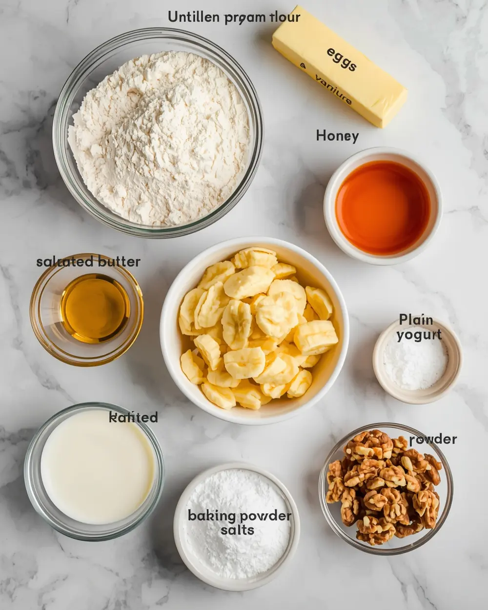 Ingredients for banana muffins