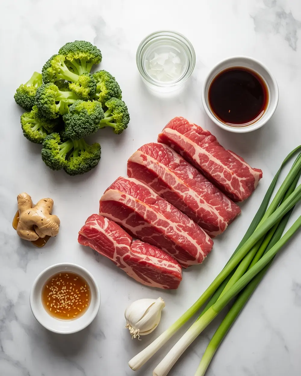 Ingredients for beef and broccoli