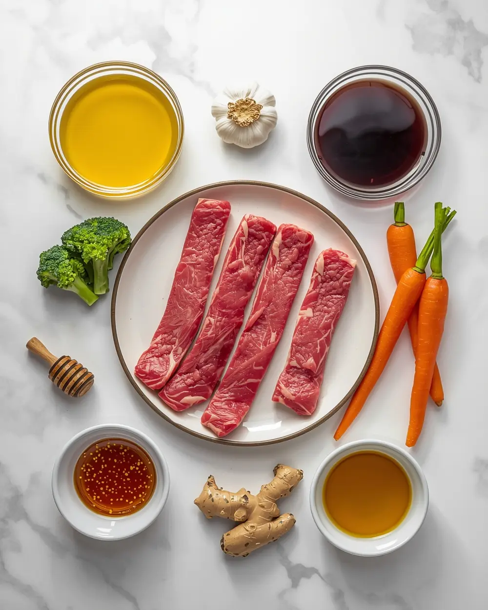 Ingredients for beef and broccoli