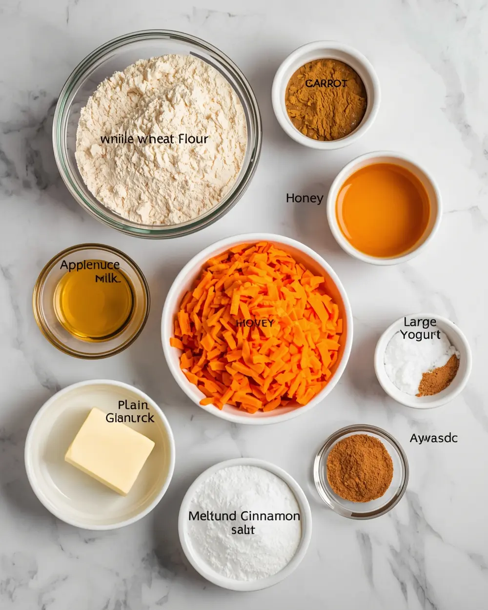 Ingredients for carrot muffins