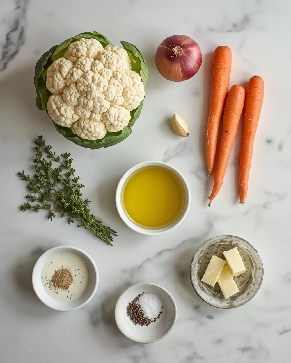 Ingredients for cauliflower soup