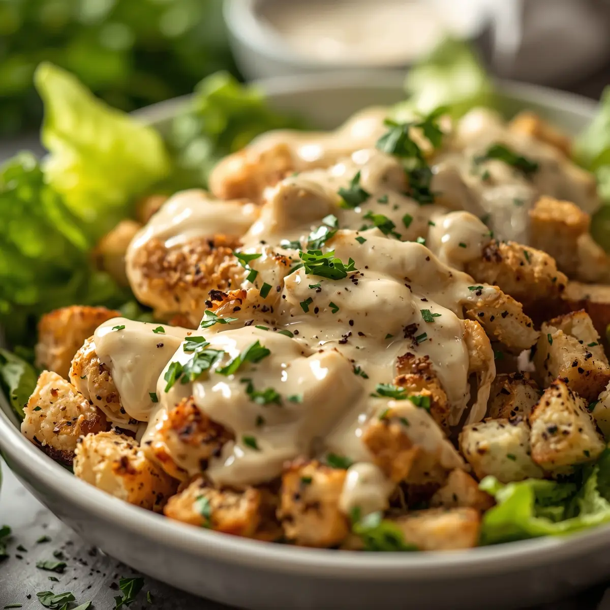 Cooking instructions for chicken Caesar salad