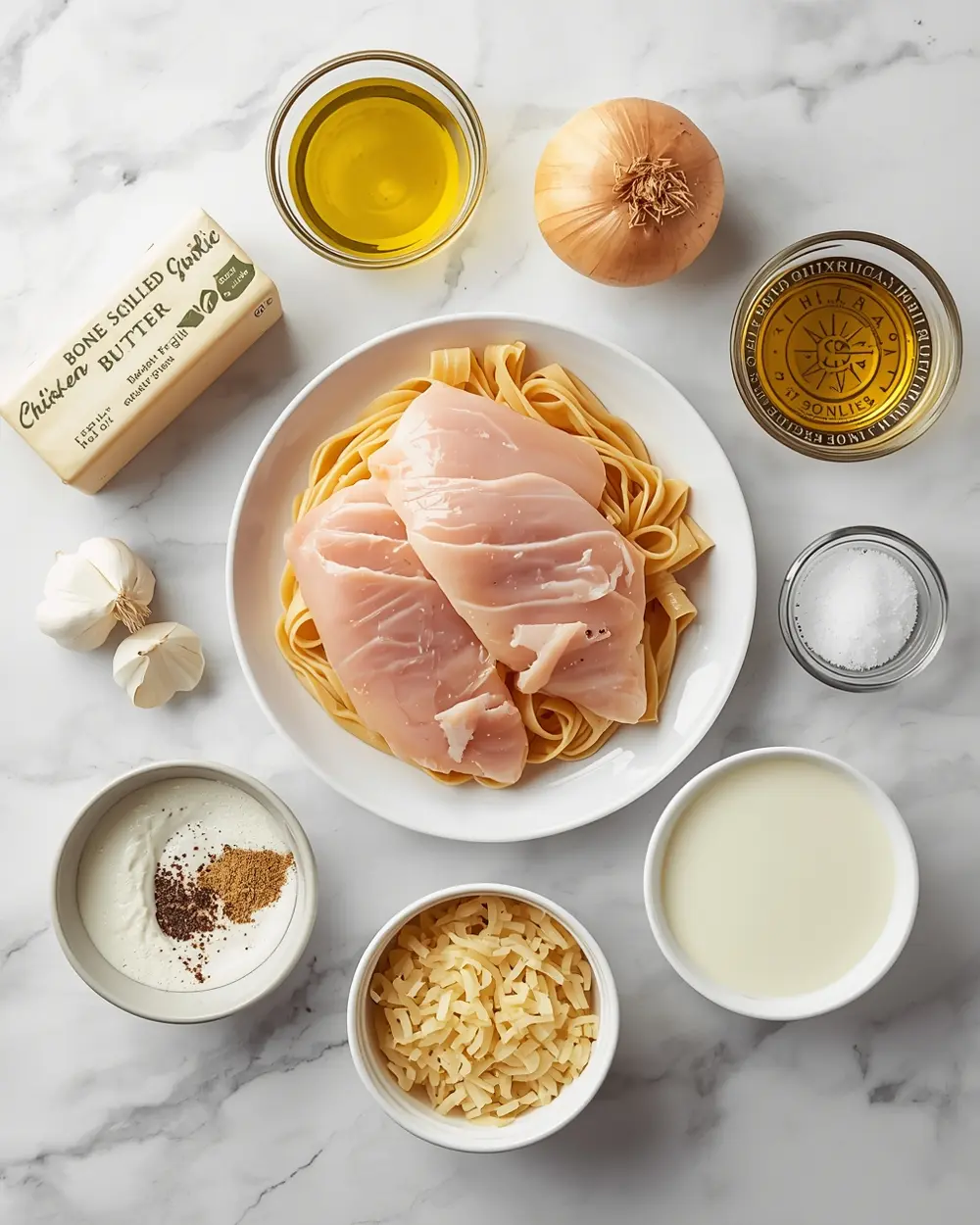 Ingredients for chicken alfredo