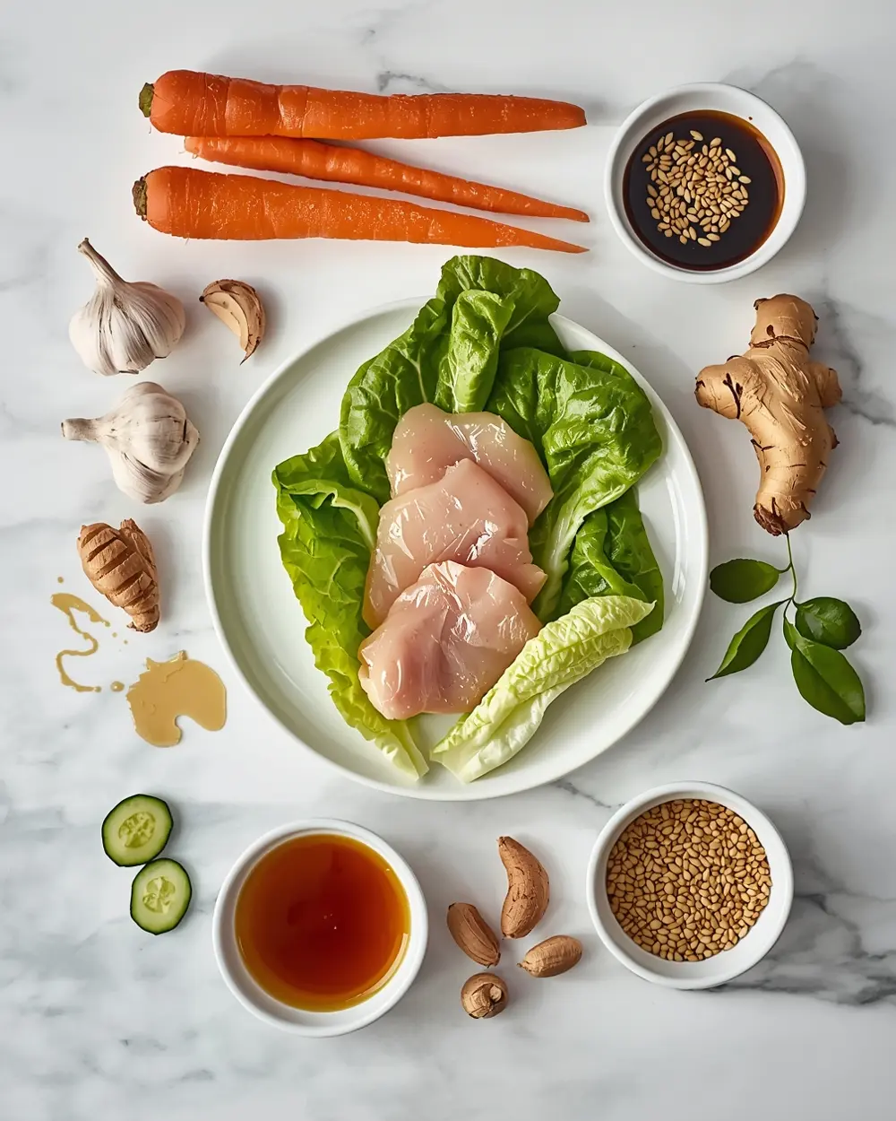 Ingredients for chicken lettuce wraps