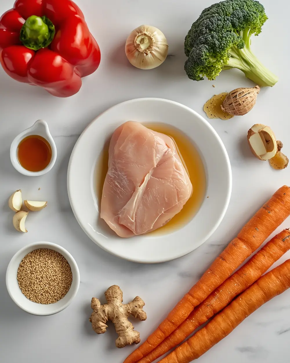Ingredients for chicken stir fry