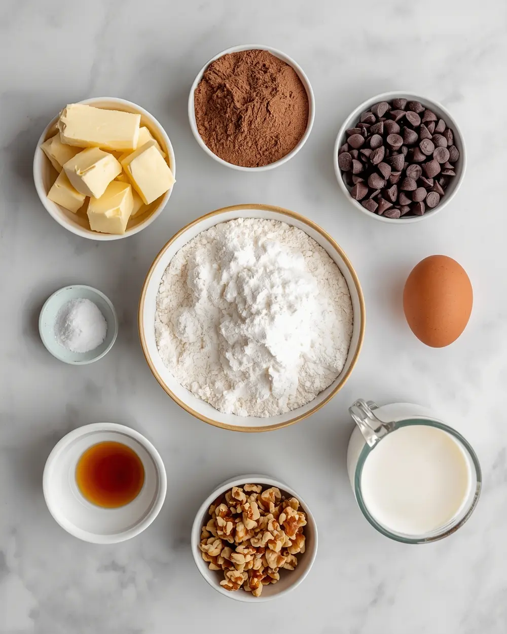 Ingredients for chocolate brownies