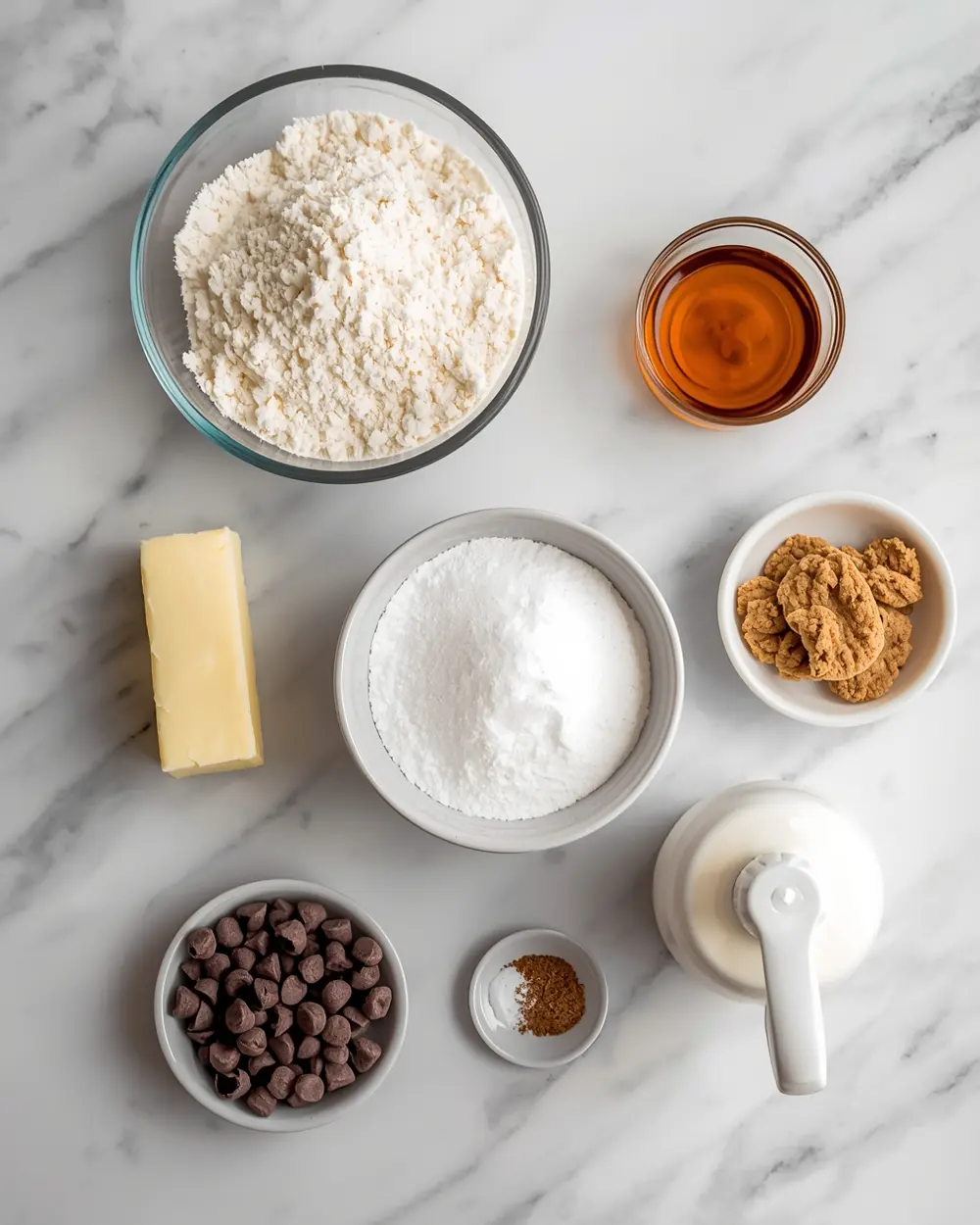 Ingredients for chocolate chip cookies