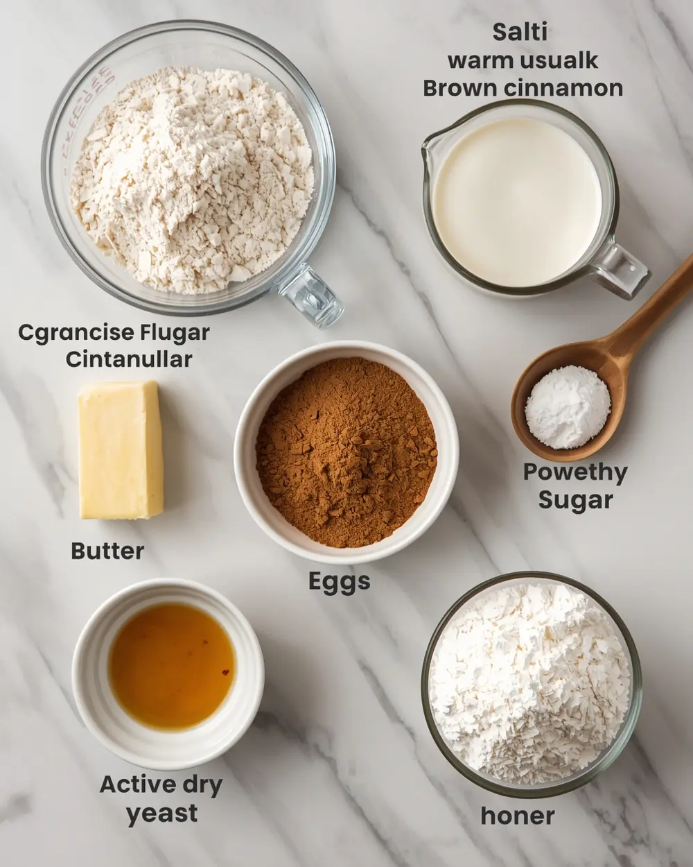 Ingredients for cinnamon rolls homemade