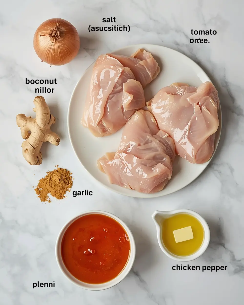 Ingredients for coconut curry chicken