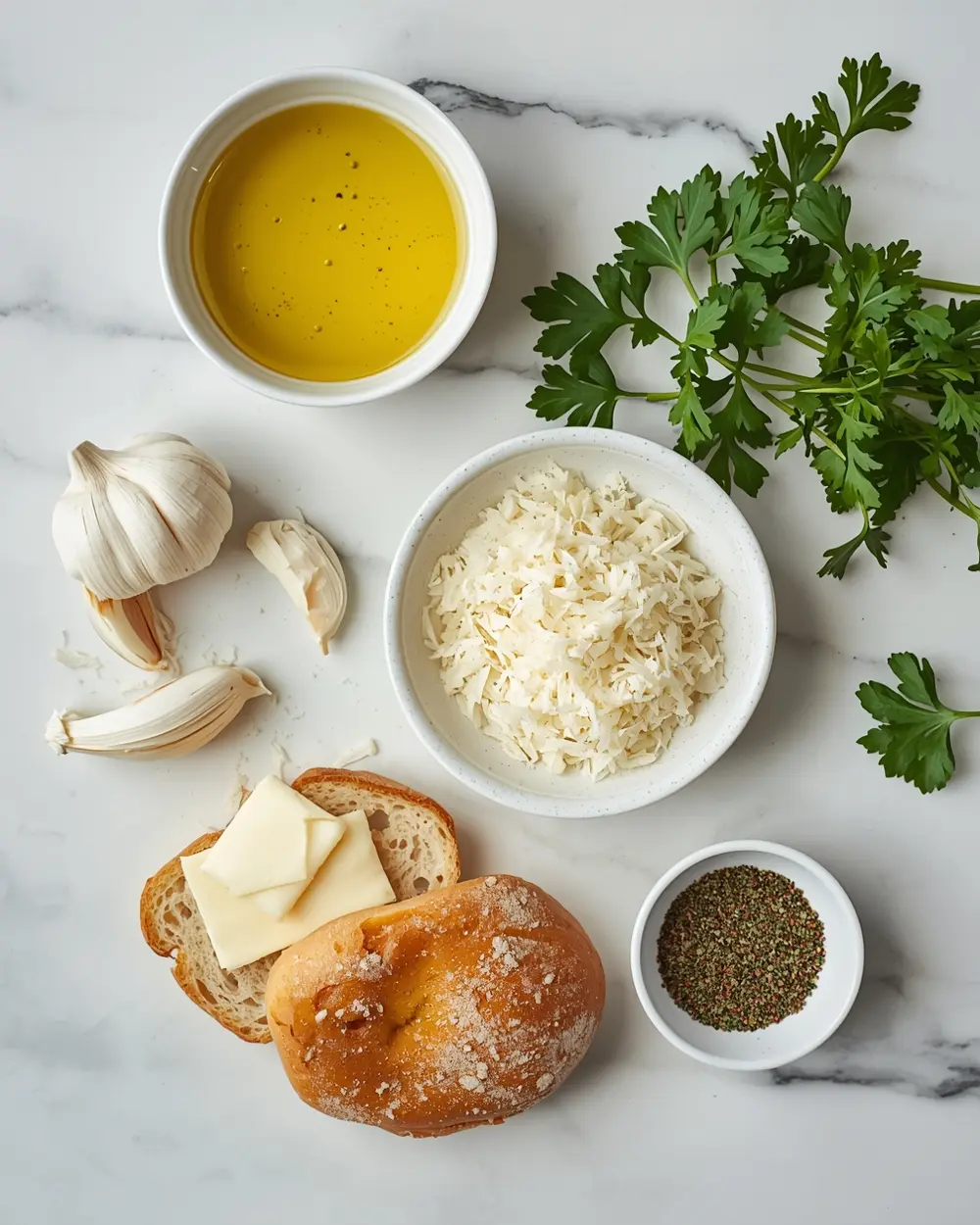 Ingredients for garlic bread homemade