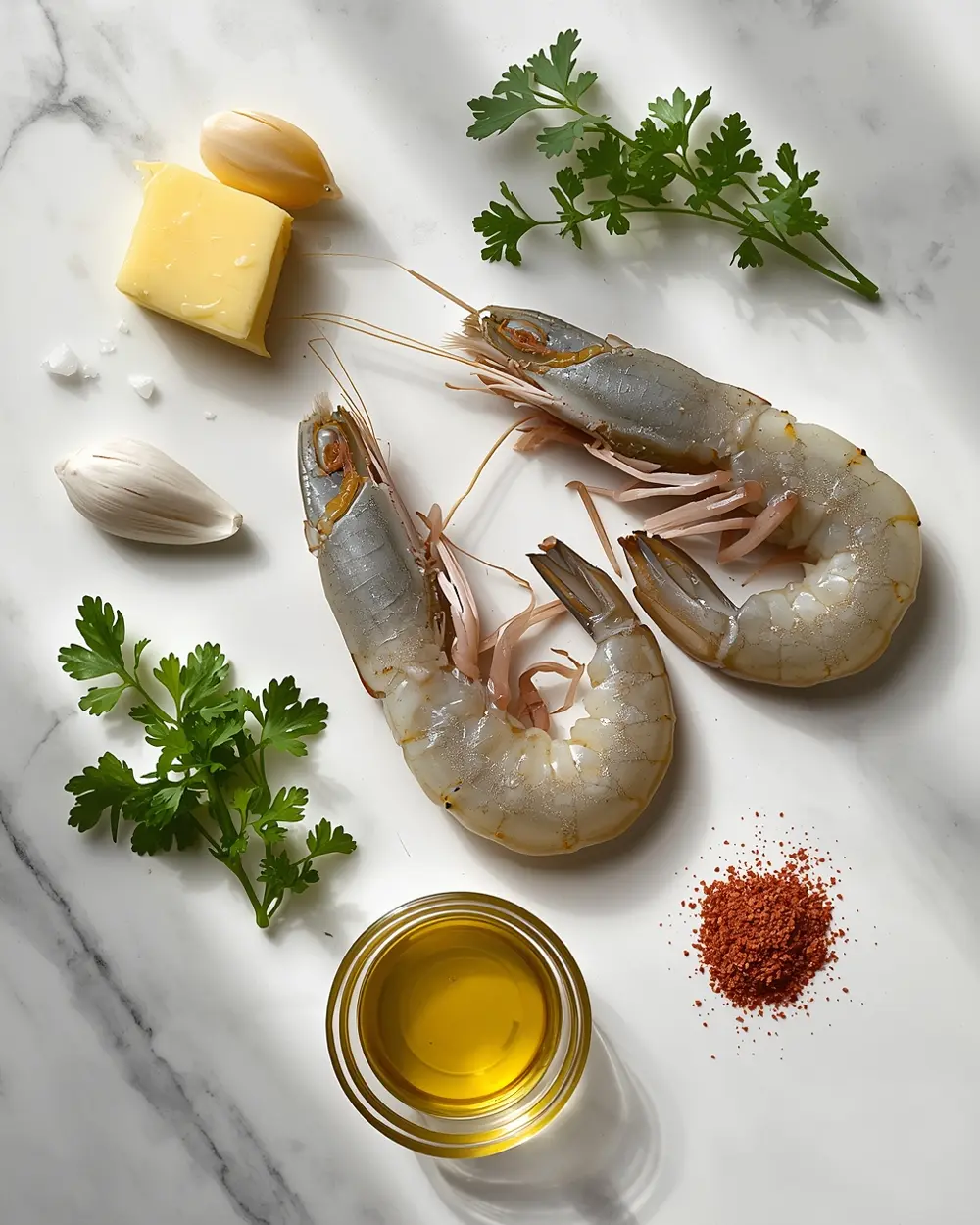 Ingredients for garlic butter shrimp