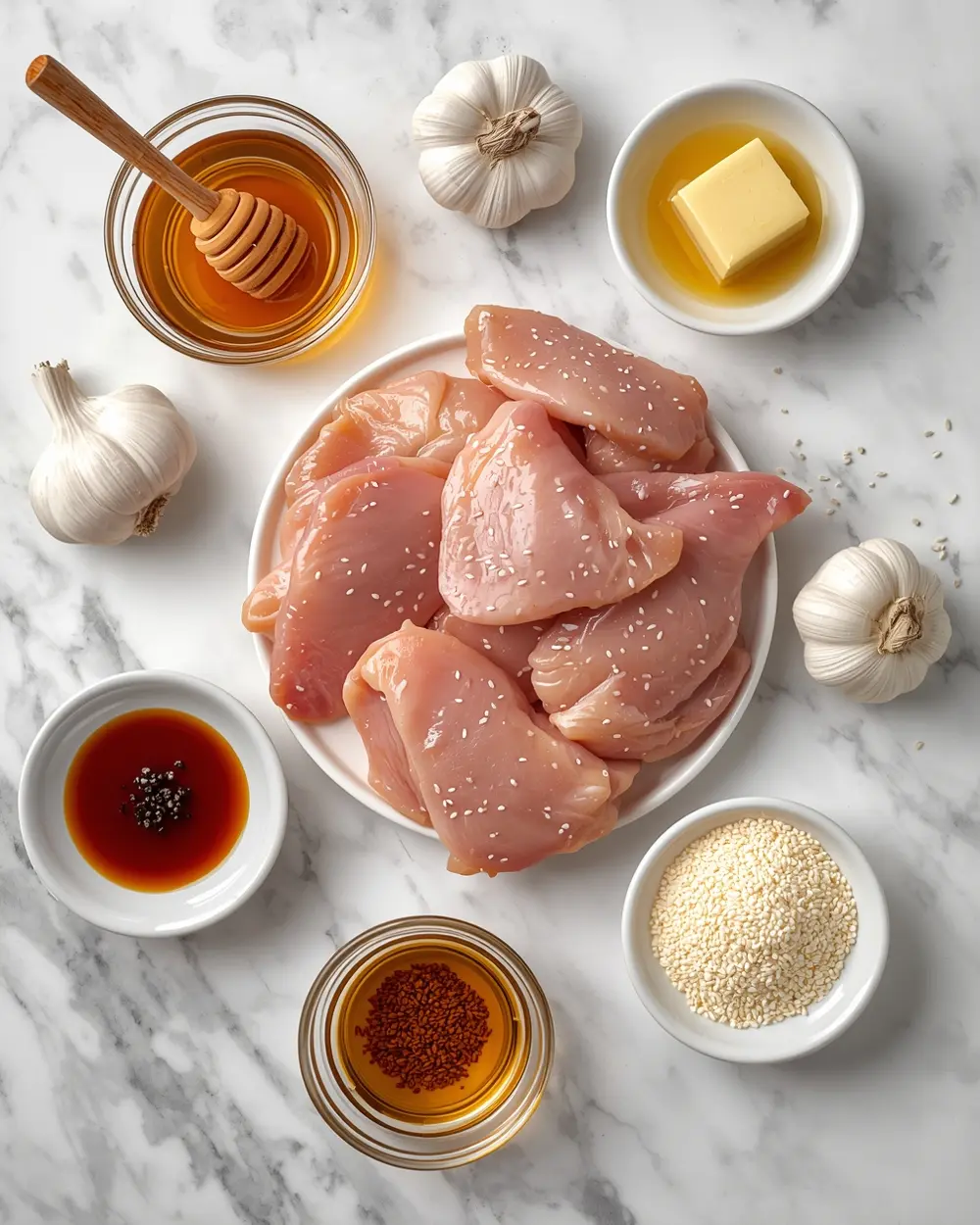Ingredients for honey garlic chicken
