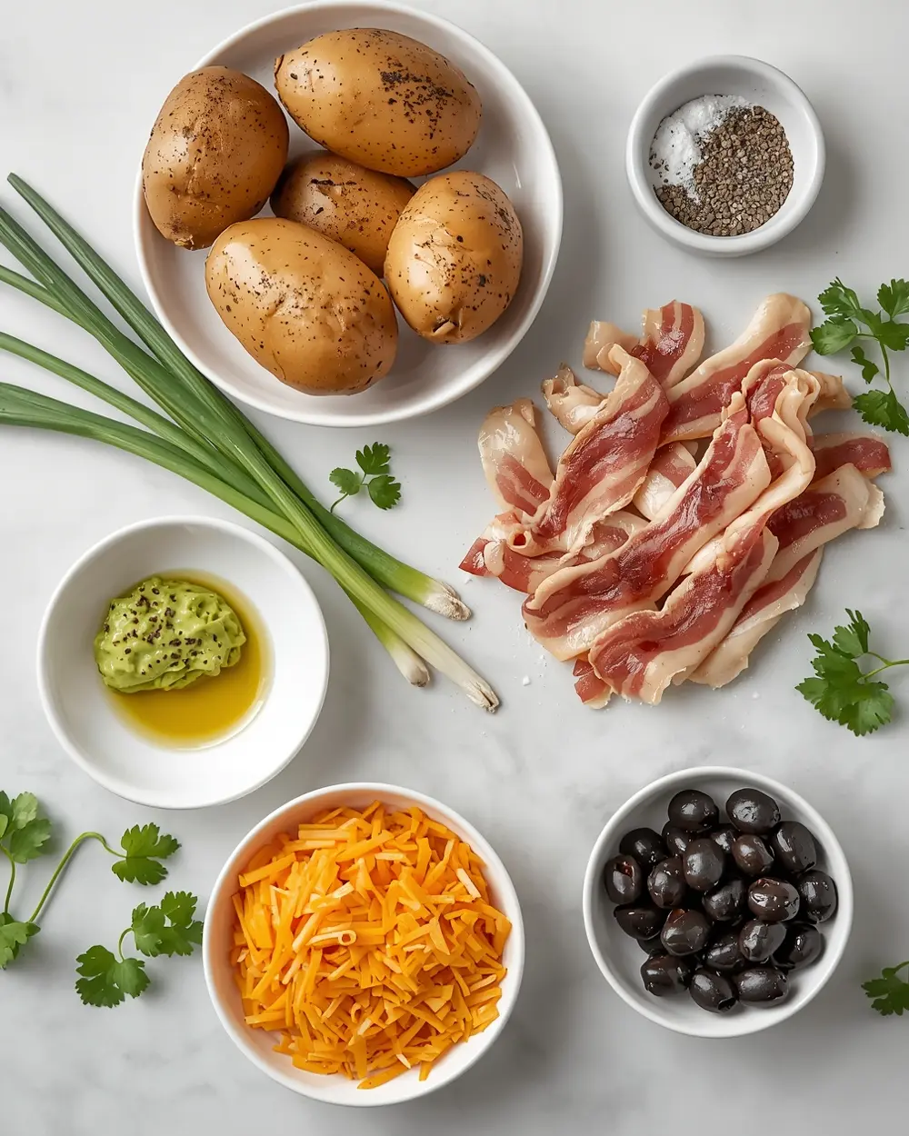 Ingredients for loaded baked potatoes