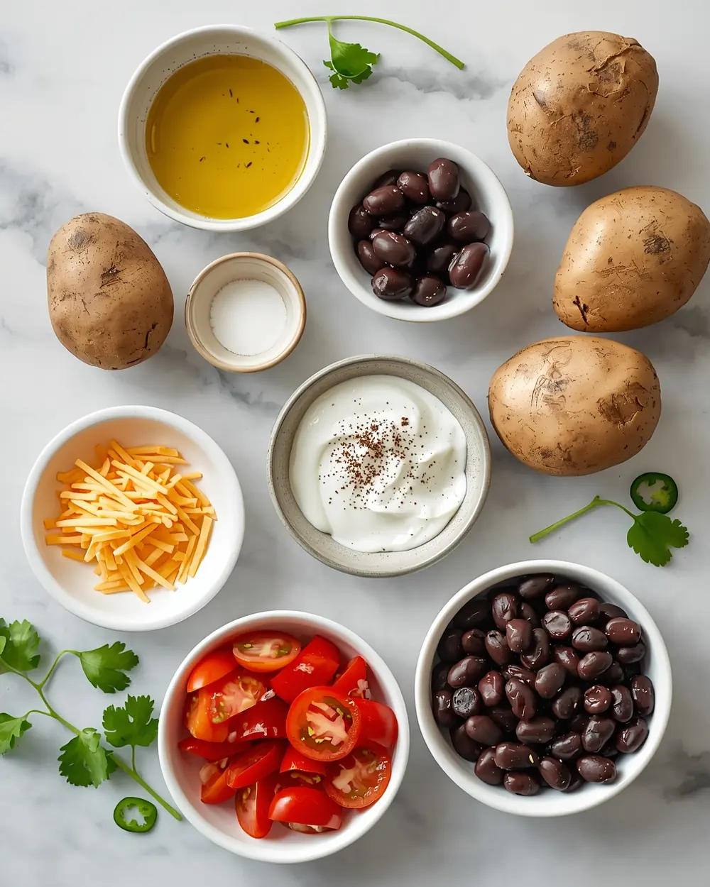 Ingredients for loaded baked potatoes