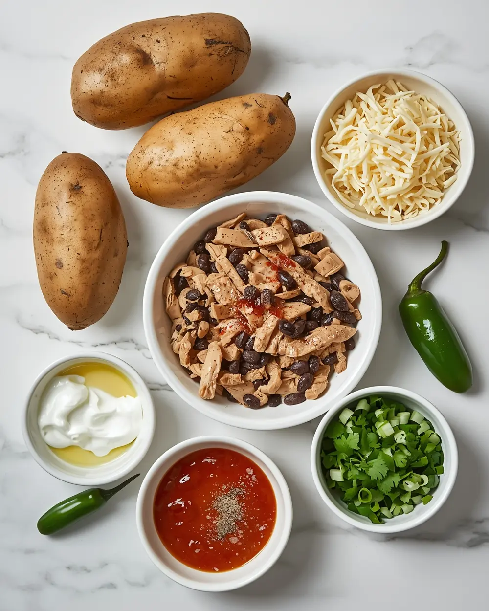 Ingredients for loaded baked potatoes