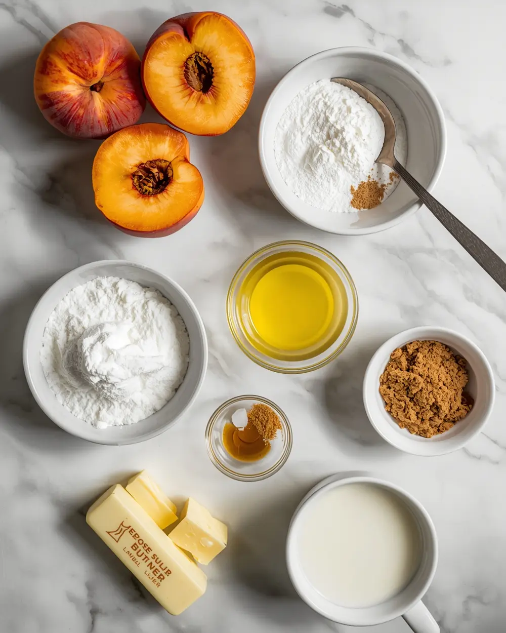 Ingredients for peach cobbler