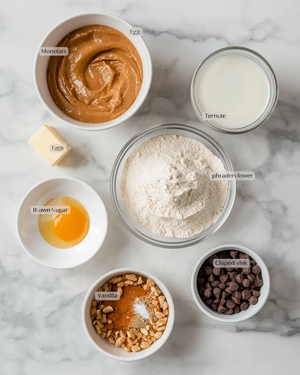 Ingredients for peanut butter cookies