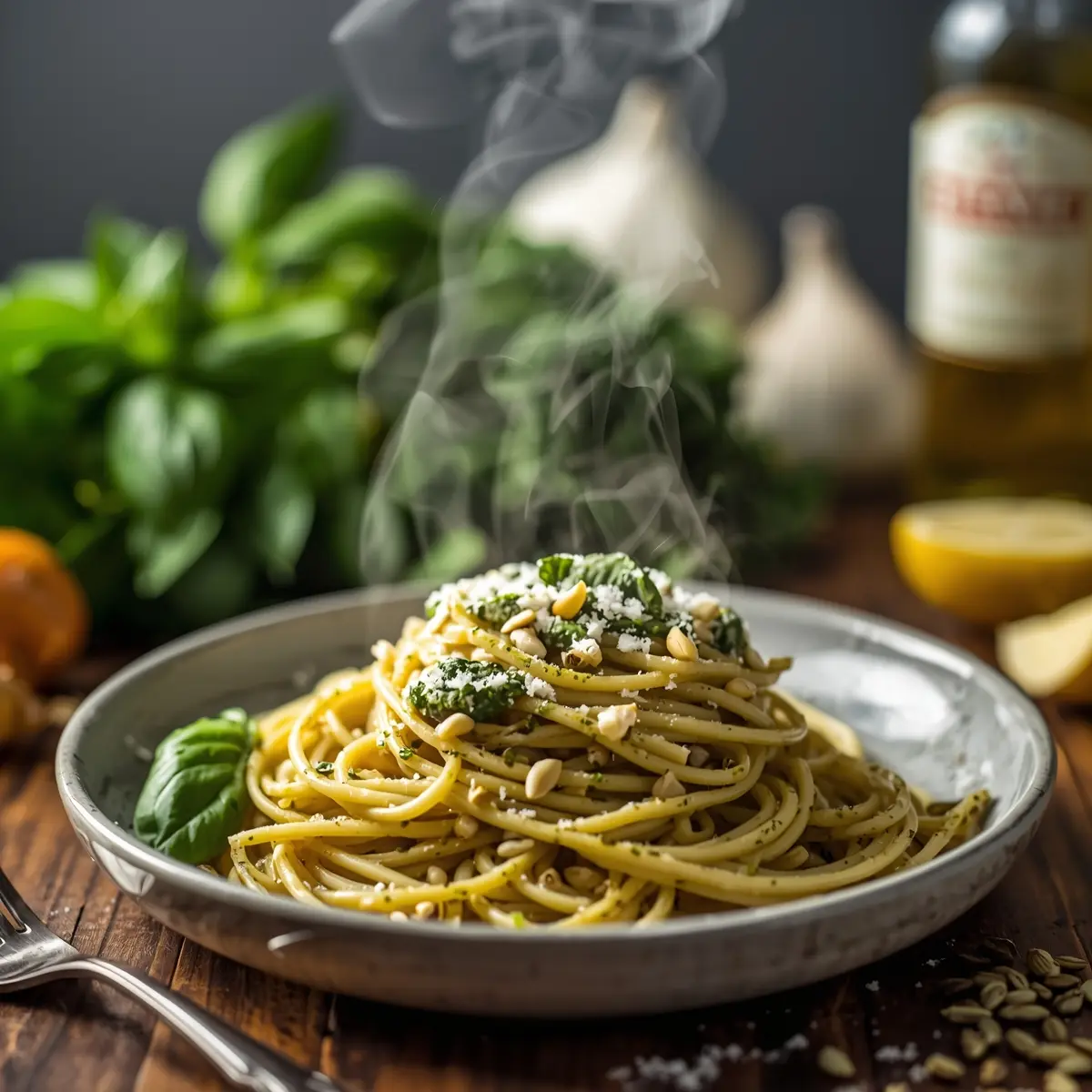 Cooking instructions for pesto pasta