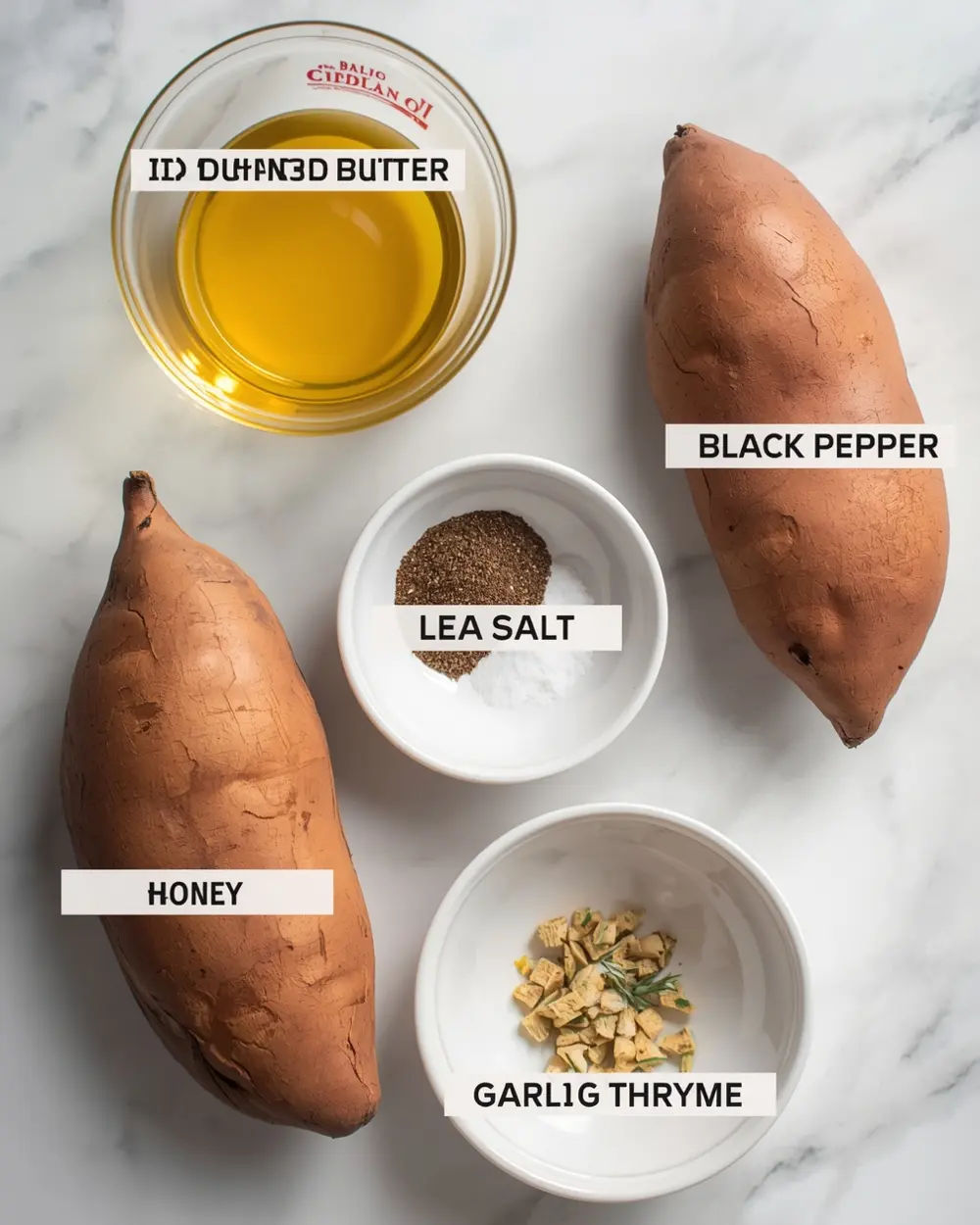 Ingredients for roasted sweet potatoes