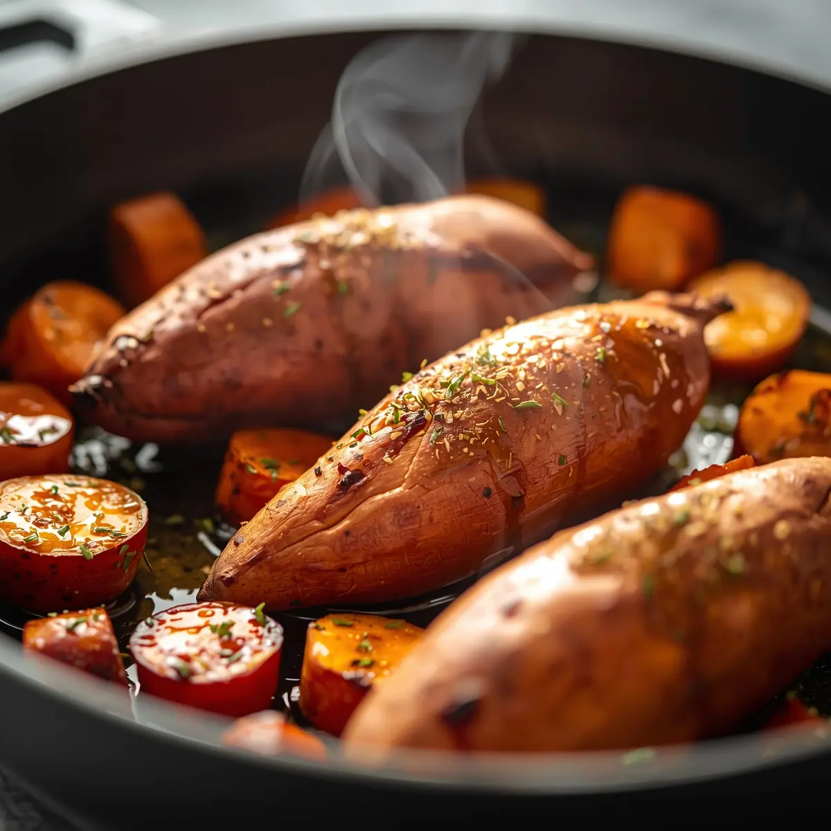 Cooking instructions for roasted sweet potatoes