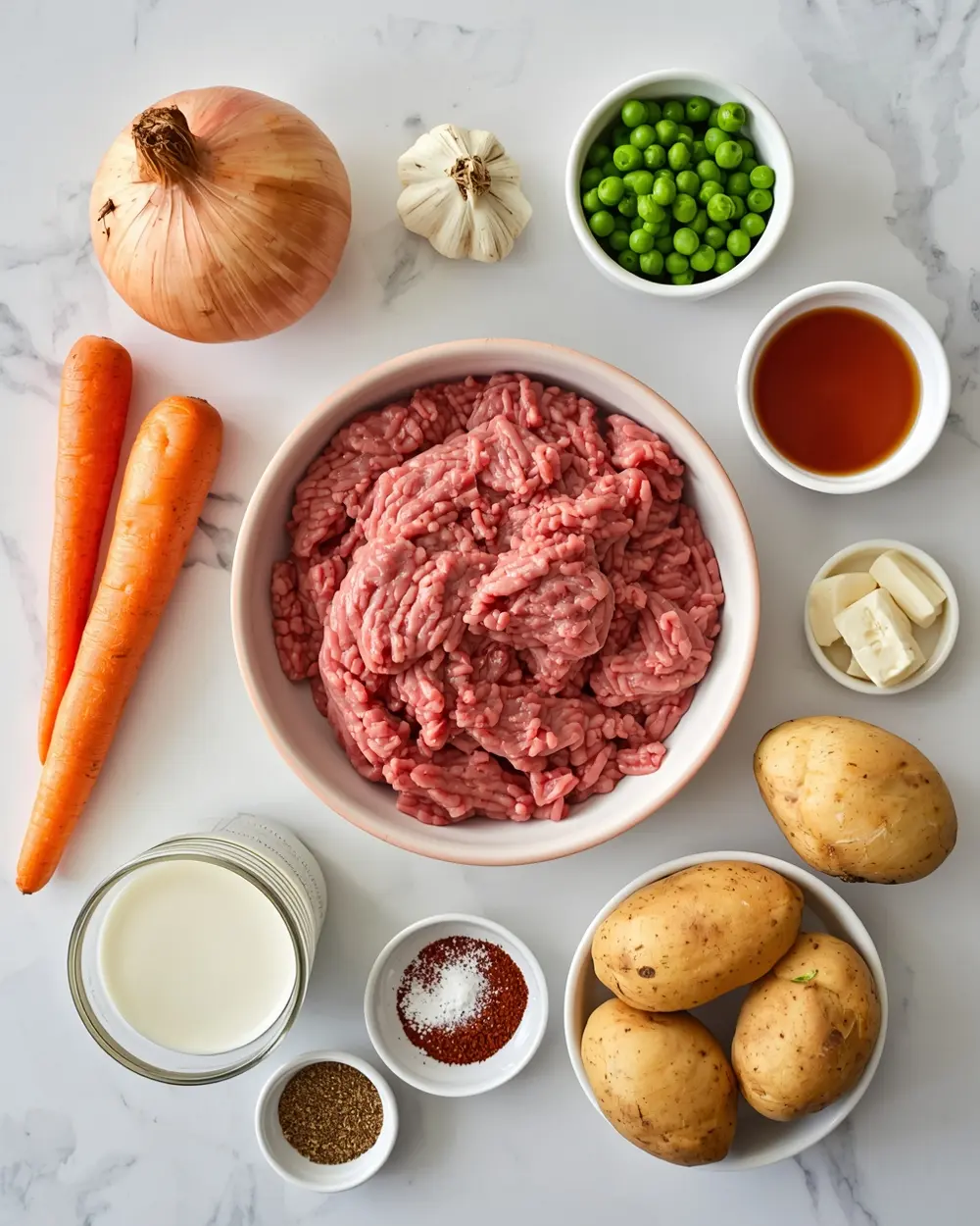 Ingredients for shepherd's pie
