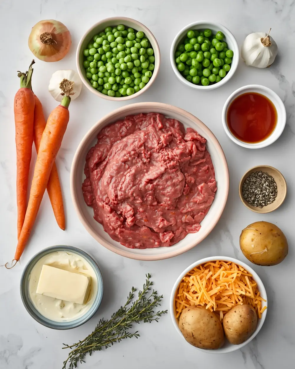 Ingredients for shepherd's pie
