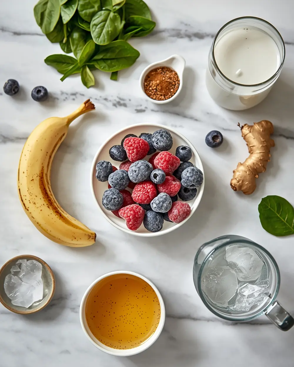 Ingredients for spring berry smoothie