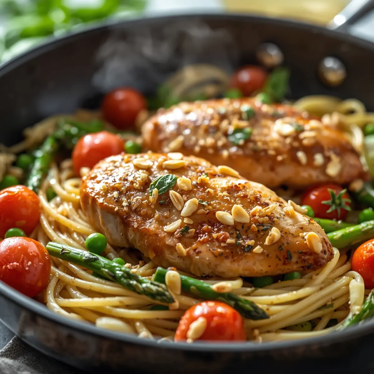 Cooking instructions for spring garden pasta