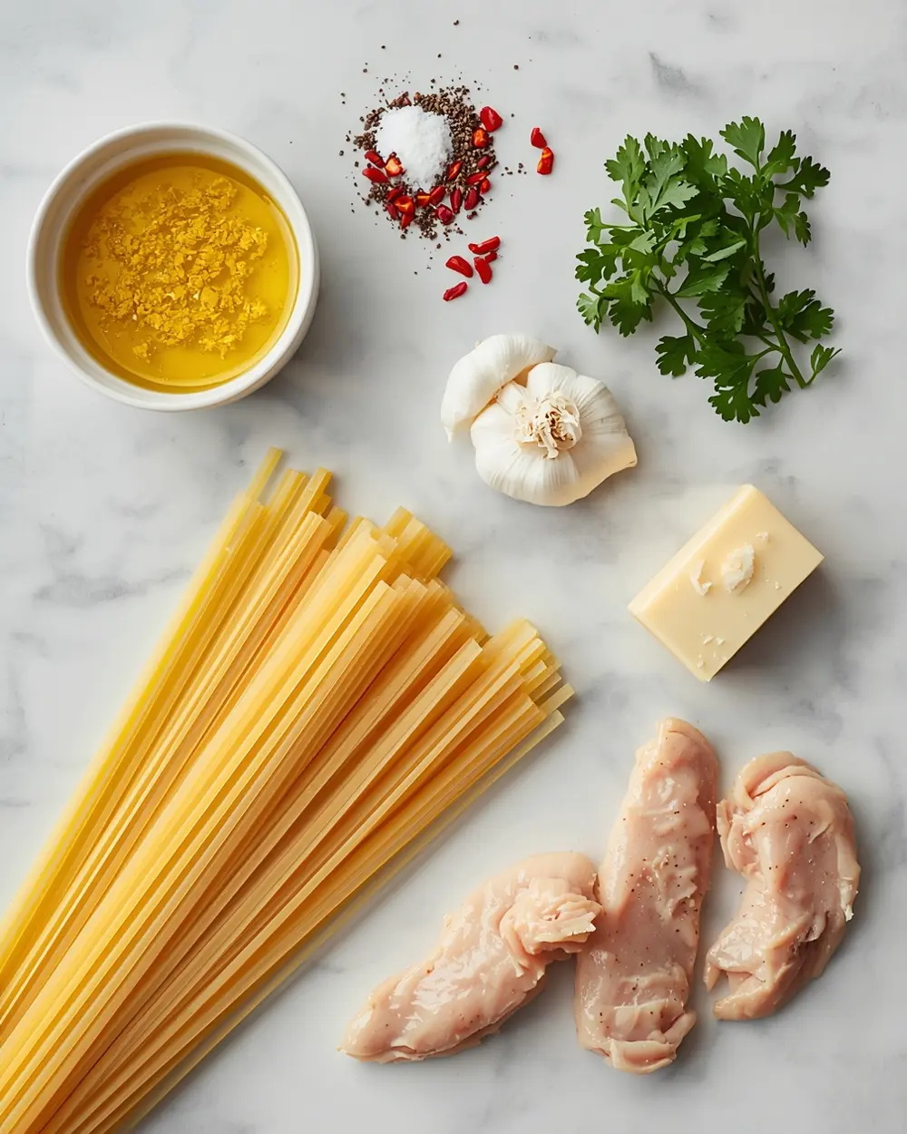Ingredients for spring lemon pasta