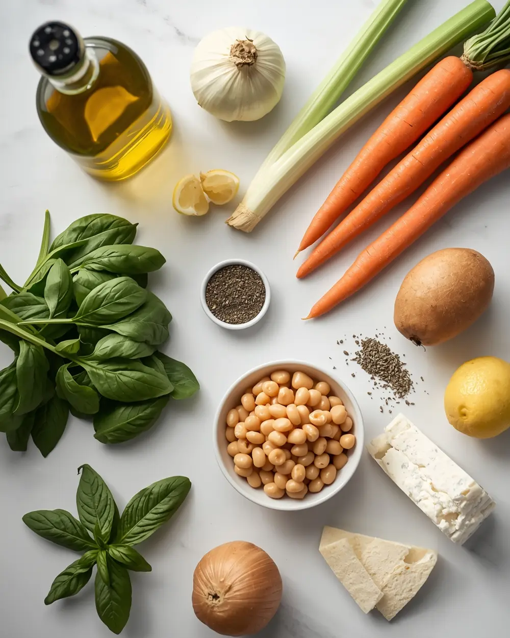 Ingredients for spring minestrone soup