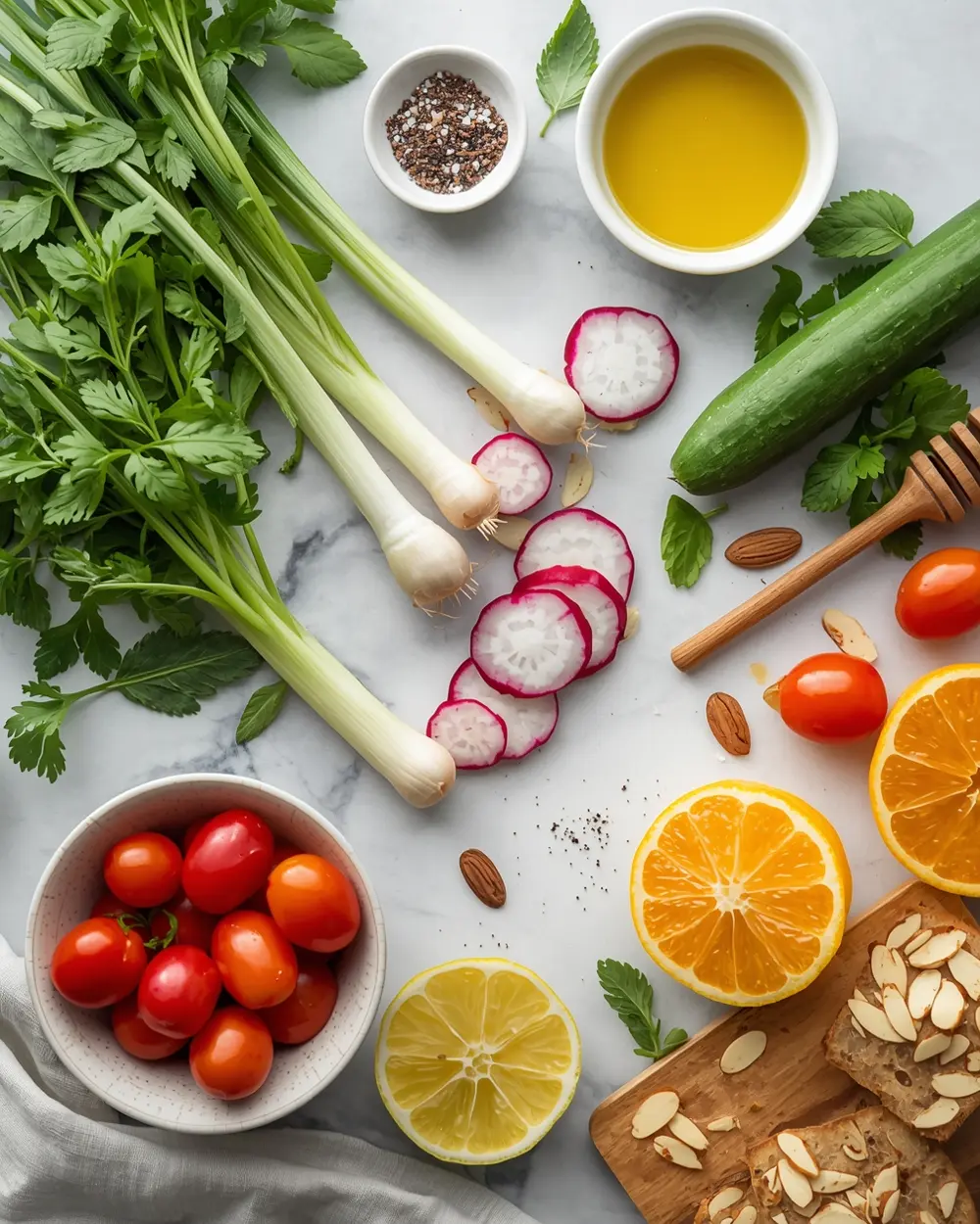 Ingredients for spring radish salad