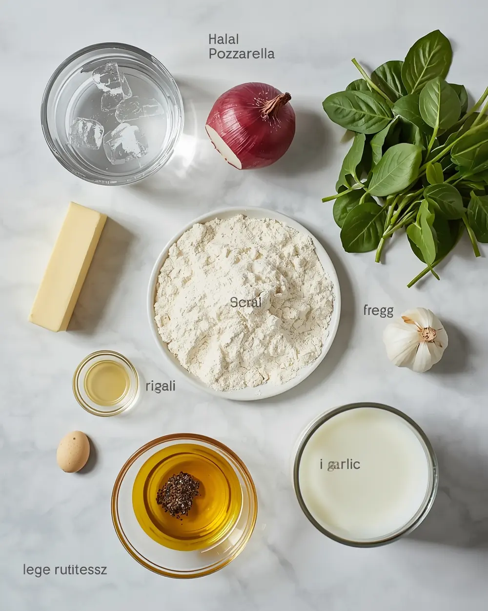 Ingredients for spring spinach quiche