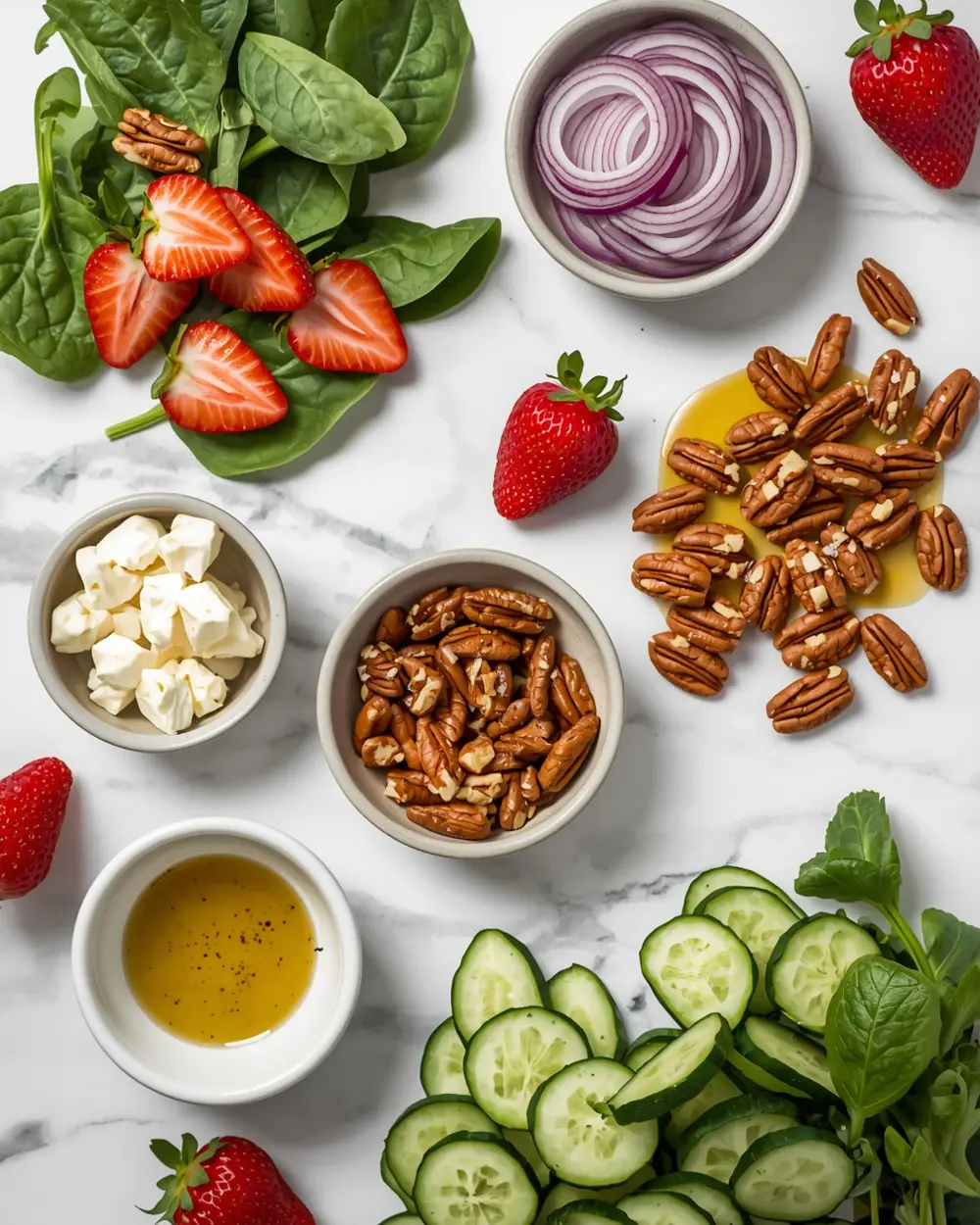 Ingredients for spring strawberry salad