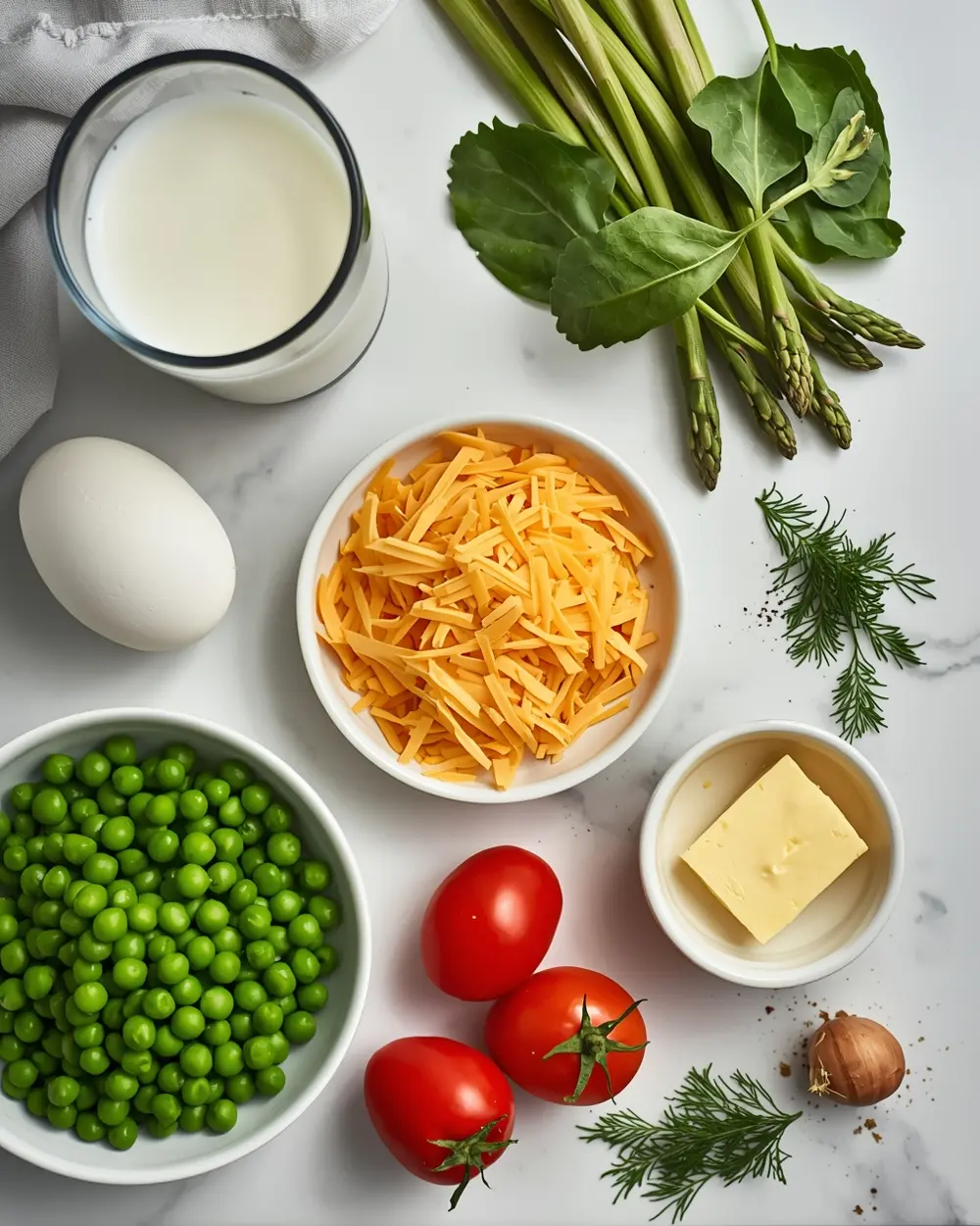 Ingredients for spring vegetable frittata