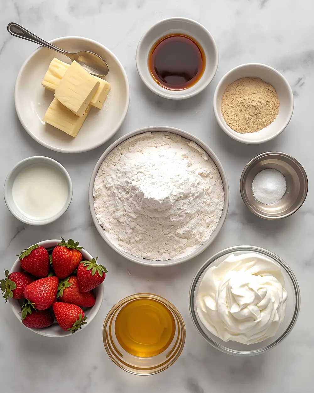 Ingredients for strawberry shortcake