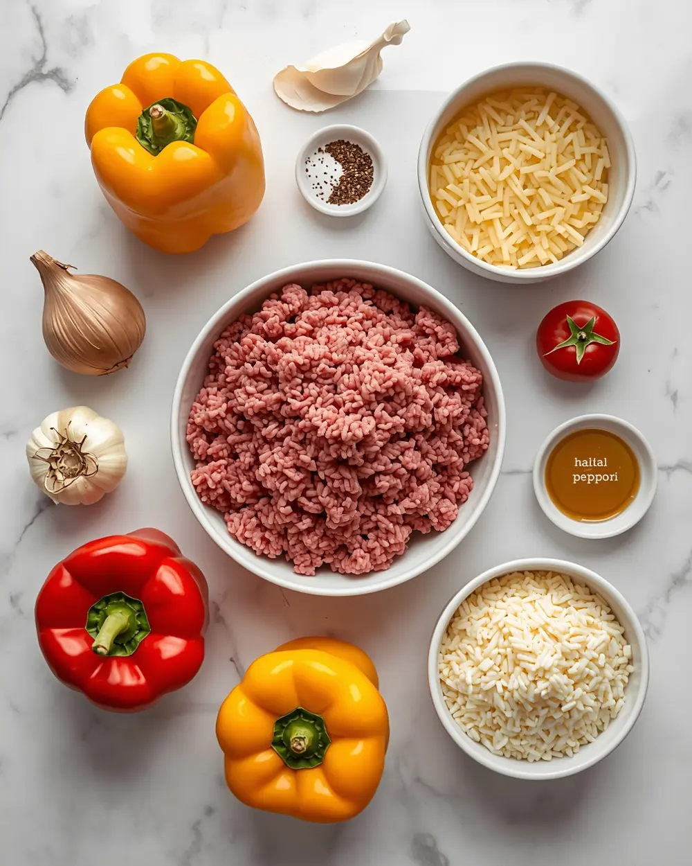 Ingredients for stuffed bell peppers