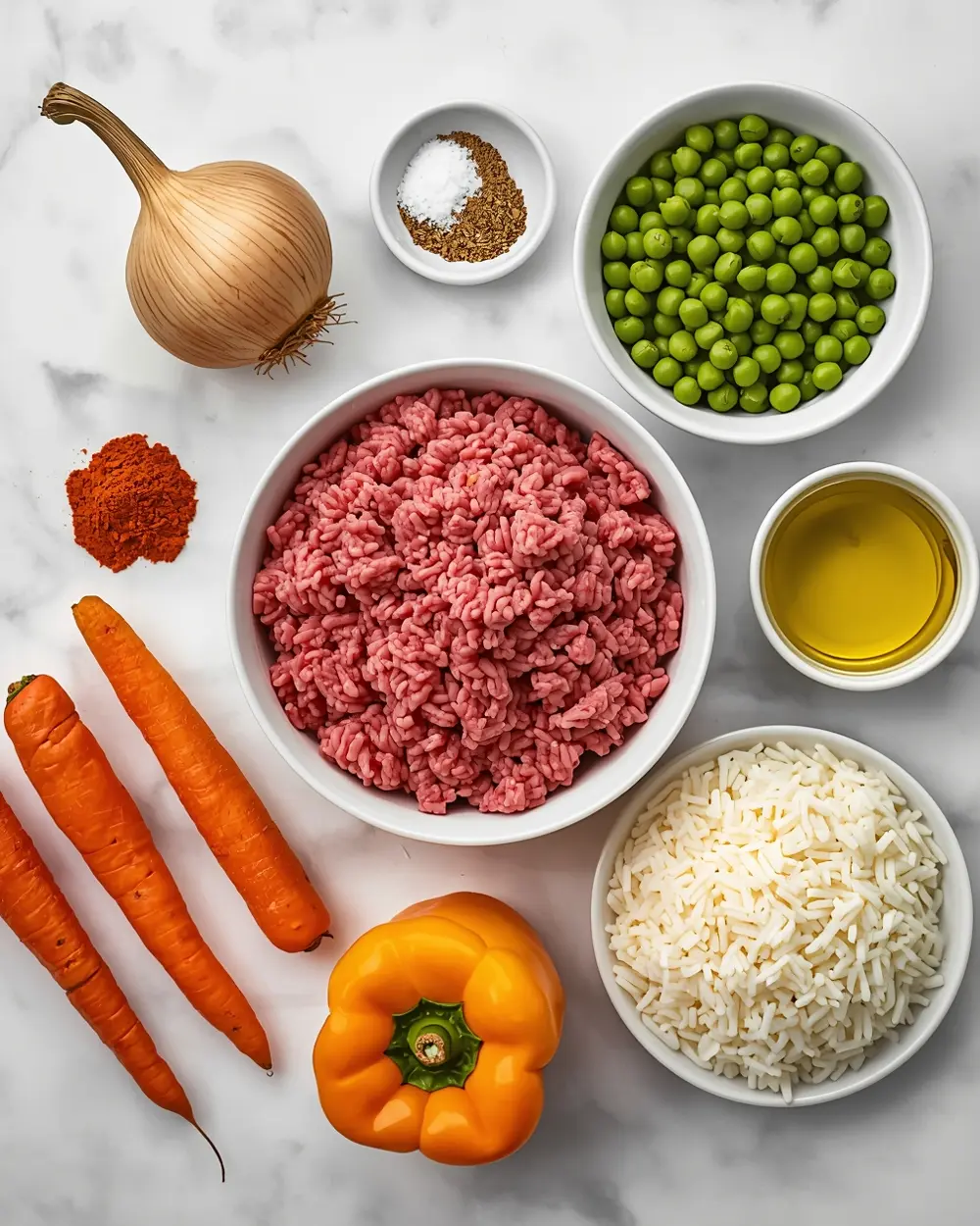 Ingredients for stuffed bell peppers