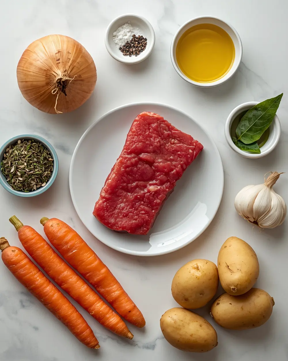 Ingredients for vegetable beef soup
